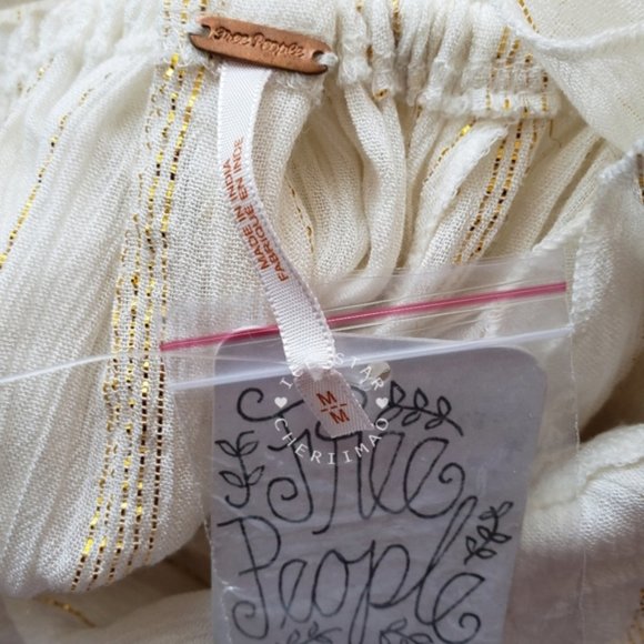 ❤️ SALE ❤️ Free People NWT RARE "The Huxley" Maxi Dress, White Gold Metallic - Picture 13 of 15